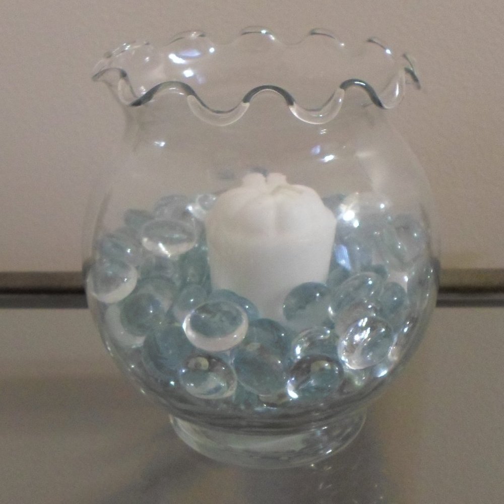 Glass Bowl(s) with Glass Beads & Candle(s) – Cherub Sculpture Not Included